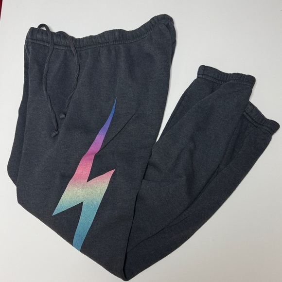 Aviator Nation Gray Unisex Sweatpants with LIghtning Bolt Logo - XS - Picture 1 of 6